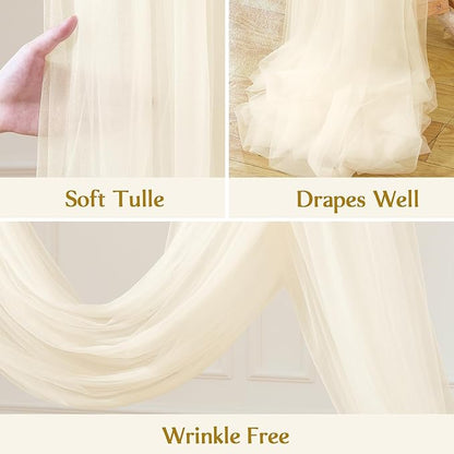 Wedding Arch Draping Fabric Backdrop 1 Panel 60" x 26Ft Ivory Drapes Curtains for Wedding Reception Sheer Tulle Backdrop Curtain for Ceremony Birthday Party Baby Shower Arbor Ceiling Decorations