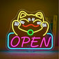 Ineonlife Lucky Cat Open Neon Sign Cute Cat Neon Signs for Wall Decor Dimmable Led Light for Used in Restaurants Ramen Shops Izakaya Sushi Restaurants Shop Decorations Business Opening Gift