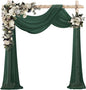 VOK Dark Green Wedding Arch Draping Fabric Chiffon Fabric, 29in x 18Ft 2 Panels Sheer Chiffon Outdoor Curtain for Wedding Ceremony Birthday Party Decoration (Dark Green,2 Panel)