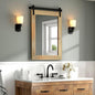 COGOOD Farmhouse Barn Door Mirror - 21" x 30" Rustic Wood Framed Wall Mirror for Bathroom, Living Room, Entryway Wall Decor (Burlywood)