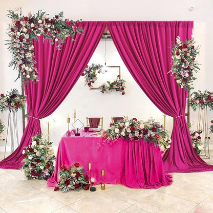 AK TRADING CO. 10 feet Wide x 12 feet Long IFR Polyester Backdrop Drapes Curtains Panels with Rod Pockets - Wedding Ceremony Party Home Window Decorations - Fuchsia