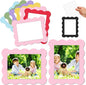 Kingdder 12 Pcs Scalloped Magnetic Picture Frame for Refrigerator 5 x 7 Pastel Reusable Picture Frame Magnets Decorative Photo Holders for Fridge Home School Office Kitchen Locker Decor