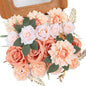 Artificial Flowers Combo, Mix Silk Flowers Roses, Peonies, Dahlias with Stems for DIY Wedding Bridal Bouquets, Baby Shower, Table Centerpieces, Home Decor, Fake Floral Arrangements-Champagne