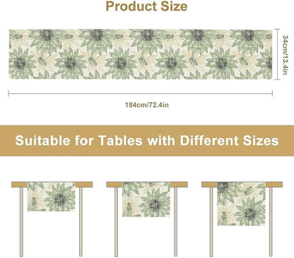 Chrysanthemum Vintage Floral Table Runner, Elegant Yellow Sunflower Spring Summer Elegant Pattern Artichokes Flower Table Runner for Party Kitchen Dining Living Room Decor, 13x60 Inch