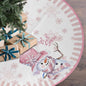 Let It Snow Snowman Christmas Tree Skirt 48 Inches, Pink Snowflake Tree Skirt, Winter Xmas Tree Mat for Home Party Holiday Indoor Outdoor Decorations (Pink, 48in)