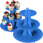 2Pcs 3-Tier Cupcake Stand, Cake Stand holder, Tiered DIY Cupcake Stand Tower for Dessert Table Displays, Birthday Theme Party Favors Decoration, Floral Tea Party, 12" W x 12.8" H, Blue