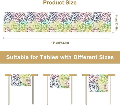 Purple Flowers Table Runner, Chrysanthemum Dahlia Vintage Modern Colorful Spring Summer Elegant Table Runner for Party Kitchen Dining Living Room Laundry Room Decor, 13x36 Inch