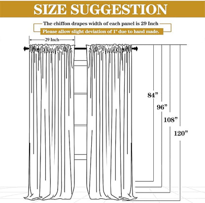 DUOBAO Sage Green Chiffon Backdrop Curtains 96 inches Long 2 Panels Set for Parties Bedroom Living Room, Soft Fabric Drapes Semi Sheer Curtain Dark Green Photo Background