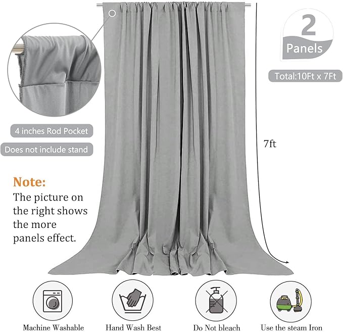 10 x 7 Feet New Dark Grey Backdrop Curtain for Partie, Background Curtains for Photoshoot, Birthday, Wedding, Halloween, Thanksgiving, Christmas, New Year Party Decorations 5Ft x 7Ft, 2 Panels