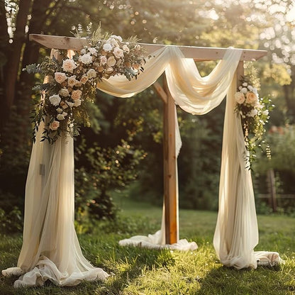 Wokceer Wedding Arch Draping Fabric 2 Panels 28.7" x 20FT Champagne Drapes Sheer Fabric Backdrop Arch Draping Fabric for Wedding Ceremony Birthday Party Bridal Shower Decoration