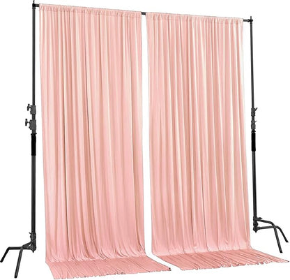 AK TRADING CO. 10 feet x 10 feet Polyester Backdrop Drapes Curtains Panels with Rod Pockets - Wedding Ceremony Party Home Window Decorations - Blush Pink (DRAPE-5x10-BLUSH)
