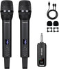 Rechargeable Wireless Microphones Dual, Pro Handheld Cordless Mics System Dynamic with Echo Treble BASS VOL Control for Karaoke Singing Church Party, 1/4'' Output, D240, Black