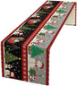 Christmas Table Runner,Cartoon Snowman Tree Xmas Deer Elk Santa Claus Print Tablecloth Burlap for Hotel Indoors Outdoor Dining Room Kitchen Home Decor,W13X L108 in