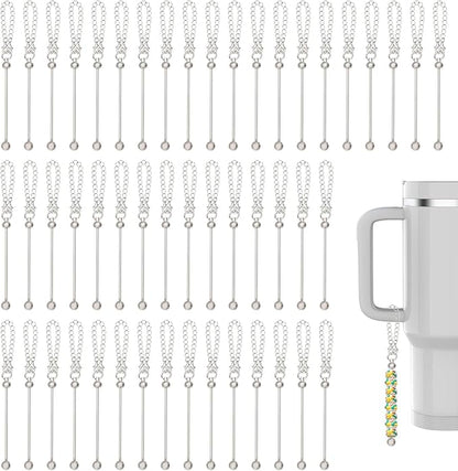 FREEBLOSS 50 Set DIY Beaded Cup Charms for Wine Glasses Party Drink Markers with Secure Clasp Personalized Decorative Mug charms