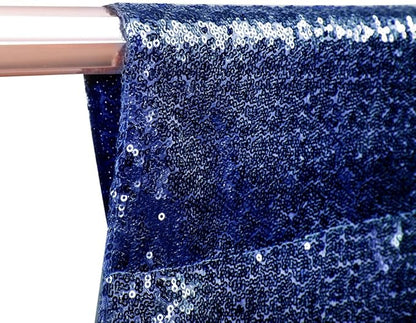 SquarePie Sequin Backdrop Not See Through Thick Background Glitter Curtain for Party 10FT x 10FT Navy Blue