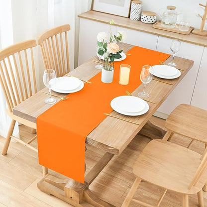 2 Pack Orange Table Runner 12 x 90 Inch Solid Color Farmhouse Runners Coffee Table Dresser for Daily Party Home Decoration
