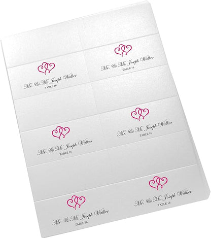 Linked Hearts Printable Place Cards, Fuschia (Choose Color), Set of 150 (25 Sheets), Laser & Inkjet Printers - Wedding, Party, Dinner, and Special Events - Made in the USA