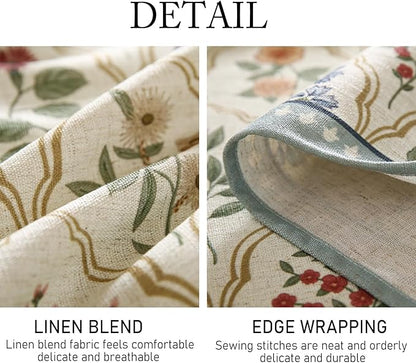 ISAENNE Designer Linen Round Tablecloth,Western Colorful Floral Indoor Table Cloth,Wrinkle Resistant Decor Tablecloths for Dining Thanksgiving Kitchen Christmas,Diameter 67"-Serenity B