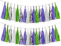 Tissue Paper Tassel Garland Banner, Purple Green Silver White, 20 PCS, Party Decorations for Birthday, Cartoon Themed Baby Shower,Sprot Game,Graduation