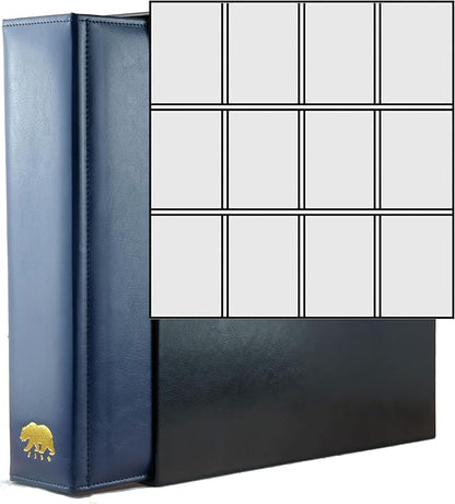 Ursae Minoris Estate Library Deluxe 4 Q-Ring Large Format Binder for Up to 2400 Sports/Trading Cards - Deep Blue with Black Slipcase