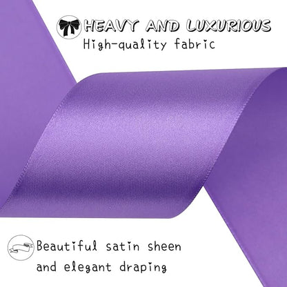 Light Purple Solid Satin Ribbon 2 Inch 25 Yards Solid Polyester Fabric Ribbon for Gift Wrapping Wedding Christmas Baby Shower Birthday Party Decoration Handmade Immortal Flower Craft