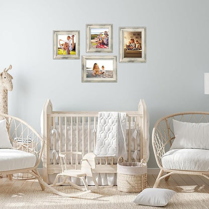 4×6 Picture Frame Set of 4,Vintage Photo Frame, Rustic Retro Picture Frame with Tempered Glass, Decorative Art on Walls and Tabletop Placement Family Friends Wedding Gift