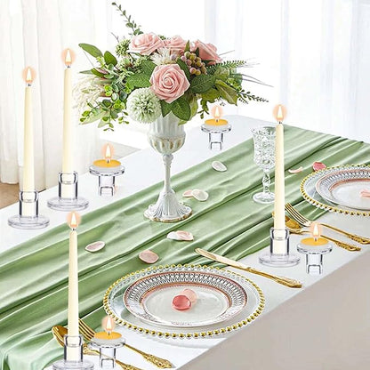 12-Pack Clear Taper Candle Holders, Glass Candlestick Holders for Tapered Candles, 2.2" H with 2.7" Base - Bulk Glass Candle Sticks for Weddings, Tables, Fireplace Mantel Decor