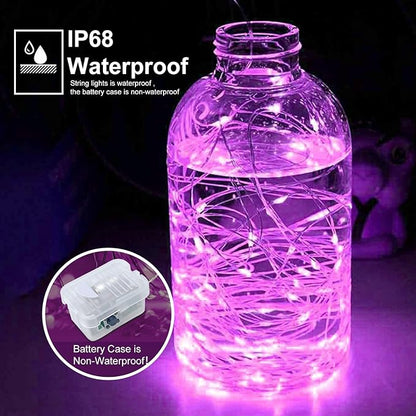 pozzolanas 24 Pack Pink Battery Operated String Lights - 7ft Waterproof Fairy Lights with 20 LEDs for Home, Mason Jar, Party, Wedding, Halloween, Christmas Decorations