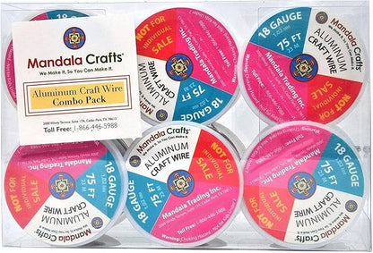 Mandala Crafts 18 Gauge Anodized Aluminum Craft Wire for Jewelry Making - 450 FT Colored Flexible Silver Combo Wire - Bendable for Bonsai Armature Crafting Sculpting