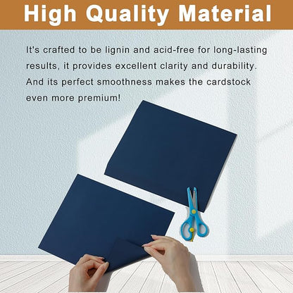 120 Sheets Navy Blue Cardstock 8.5 x 11 Craft Paper, 92lb Dark Blue Card stock Printer Paper for DIY Cards, Greeting Cards, Anniversary, Wedding, Menus