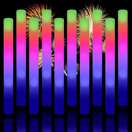 Super Z Outlet Upgraded Light up Foam Sticks, 3 Modes Colorful Flashing LED Strobe Stick for Party, Concert and Event (12)