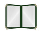 Goodsmart Restaurant Menu Covers – 25 Pack Green 4-Page/8-View 8.5" x 11", Side-Loading Vinyl Menu Holders with Clear Sleeves, Double-Stitched, Leather-Style Café Covers with Gold Corners