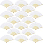 Aneco 18 Pieces White Handheld Cloth and Bamboo Folding Fans for Wedding Decoration, Church Gifts, Party Favors, DIY Decoration