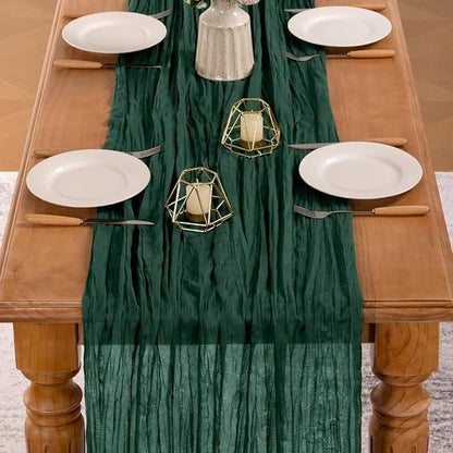 MLMW 6 Pack Christmas Table Runner Cheesecloth Emerald Green Table Runner Boho Cheese Cloth Gauze 160 inch Rustic Table Runner 13.3ft for Party Wedding Baby Bridal Shower Birthday
