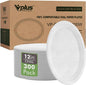 Vplus 300 Pack 100% Compostable Oval Paper Plates 12 inch Super Strong Disposable Paper Plates Bagasse Natural Biodegradable Eco-Friendly Sugarcane for BBQ, Party, Dinner, and Picnic