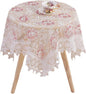 Round Embroidered Lace Tablecloth Vintage Decorative Exquisite Border Table Cover for Party Wedding Home Decorations, Round-60, White