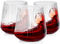 30 Pack Plastic Ribbed Wine Glasses, 14 OZ Origami Stemless Disposable Wine Champagne Whiskey Glasses Unbreakable Clear Plastic Cocktail Glasses, Reusable Wine Cups for Home Party Wedding Bar