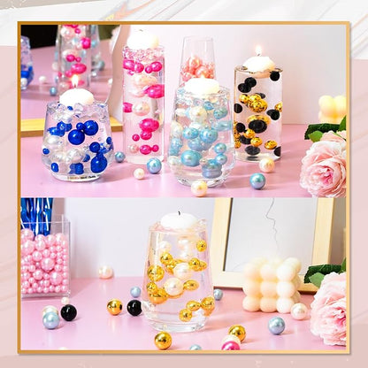 300Pcs Vase Filler White No Hole Faux Pearl Beads for Vase Filling Decorations, Candle Centerpieces, Wedding Centerpieces, Home Party Decor (8/14/20mm)