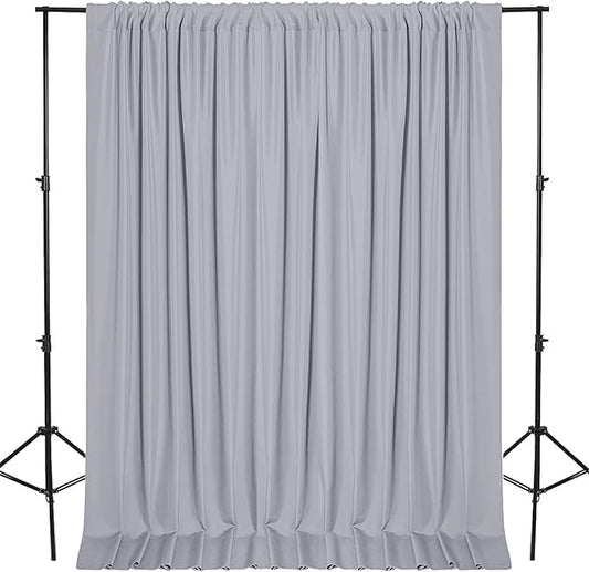 DWCN 10x8 FT Silver Gray Backdrop Curtains for Parties, Photography Backdrop Drapes with Rod Pockets for Wedding Decorations Stage Birthday Family Gatherings, 2 Panels 5ft x 8ft