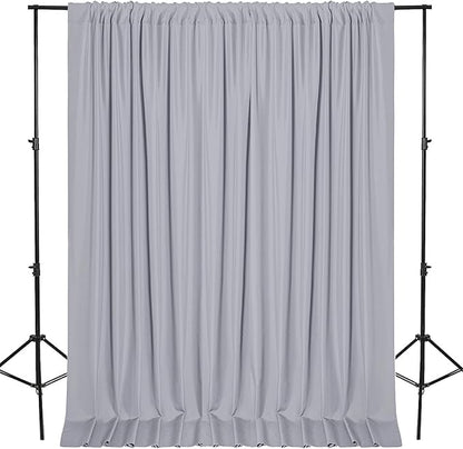 DWCN 10x10 FT Silver Grey Backdrop Curtains for Parties, Photography Backdrop Drapes with Rod Pockets for Wedding Decorations Stage Birthday Family Gatherings, 2 Panels 5ft x 10ft