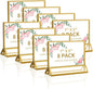Smarpau 7x5 Gold Acrylic Sign Holder, 8 Pack Double Sided Holders Menu Holder for Wedding Party, Picture Frames Stands, Flyer Stand, Paper Display Stand Table Number Holders for Cafe, Restaurant