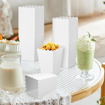 36 Pack Mini Popcorn Boxes for Party, Small Popcorn Cups Disposable for Movie Night, Carnival, Theater - Bulk White Popcorn Containers, 3 x 4.2 x 2.2 Inch
