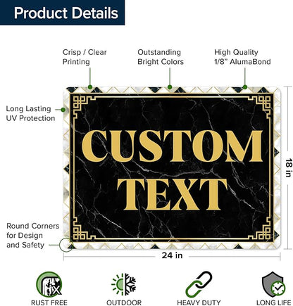 Custom Sign, Custom Street Sign, 11 Font Colors, 13 Font Styles, 4 Hole Options, 22 Sizes, 18x24 Inches, Rust Free DiBound, Fade Resistant, Made in USA by My Sign Center (Marble Tile)