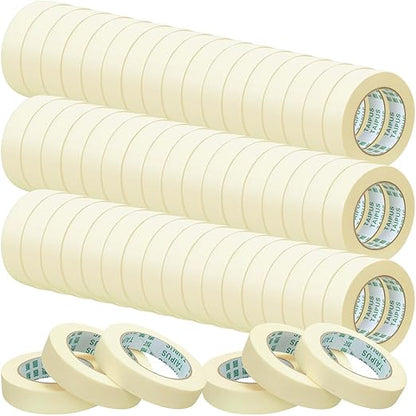 Masking Tape Bulk General Purpose Masking Painting Tape 55 Yards for Painting Home Office School Stationery Arts Crafts Basic Use, Easy Removal(60 Rolls,0.8 Inch)