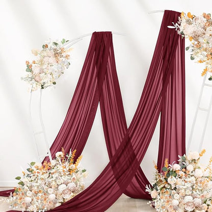 Burgundy Wedding Arch Draping Fabric 29" x 20 FT Red Drapes for Backdrop Sheer Curtains Wedding Drapes for Romantic Bridal Baby Shower Decor Ceremony Birthday Party Fall Outdoor Events