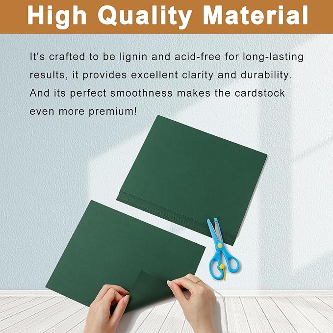 120 Sheets Dark Green Cardstock 8.5 x 11 Craft Paper, 92lb Christmas Green Card stock Printer Paper for DIY Cards, Wedding, Invitations, Birthday