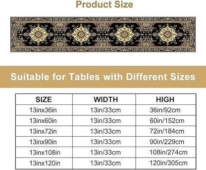Colorful Boho Flower Table Runner, Vintage Rustic Farmhouse Paisley Hand Drawing Print Pattern for Home Kitchen Table Decor Dining Coffee Room Garden Party Decor 13x90in