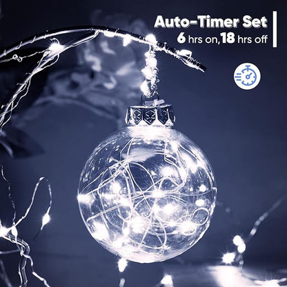 4 Pack 16.4 Ft. Battery Operated Outdoor String Lights with Remote & Timer, LED Cool White Fairy Lights, Waterproof Twinkle Lights for Bedroom, Dorm, Mason Jar, Wedding, Party, Christmas