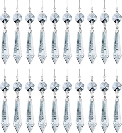 H&D HYALINE & DORA 20PCS 55mm Clear Chandelier Icicle Crystal Prisms Lamp Decoration