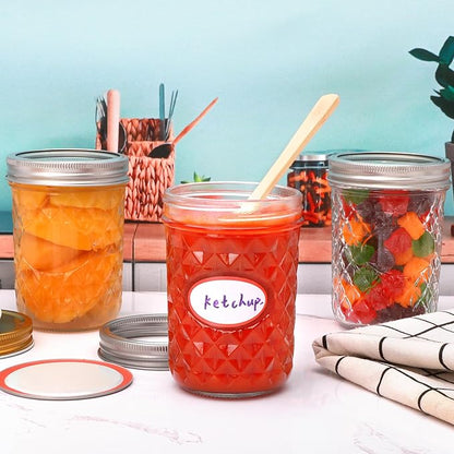 Mason Jars 16oz,Canning Jars with Metal Airtight Lids and Bands,Wide Mouth Mason Jars Ideal for Spice, Jam, Honey, Jelly, Yogurt, overnight oats,Meal Prep, Wedding Favors,6Pack